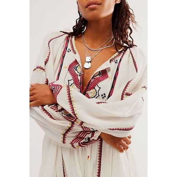 Free People Sweet Escape Embroidered Midi Dress Size S. B23 - Picture 2 of 10